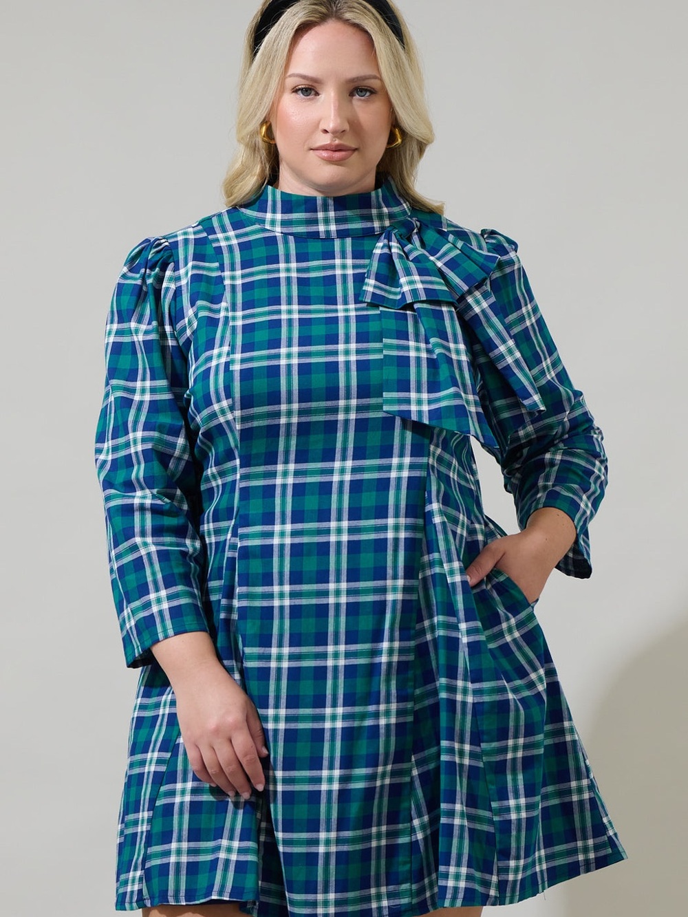 Sugarlips Buckley Plaid Padma Bow Mini Dress - NWT - 3X